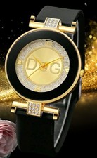 Damen Armbanduhr💍Damen Quarz Uhr Schwarz Gold Strass Damen Schmuck Quarzuhr 
