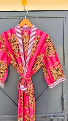 Baumwoll kimono bademantel mit - baumwoll,