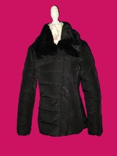 Ungetragene, schwarze Damen Steppjacke mit Kunstfellkragen von Amisu, Gr. 38