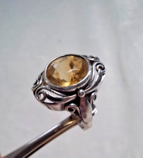 Ring Silber 800 Antik Jugendstil mit großen gelben Citrin Gr. 54 / 17,2 mm