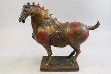 31cm Tang Pferd Bronze Figur mit Restvergoldung China  (GV422)