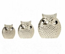 Eule Porzellan Silber Optik