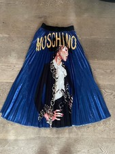 MOSCHINO Handmade Luxus Rock Faltenrock Lang Damen Blau Navy Gr. S M 36 38