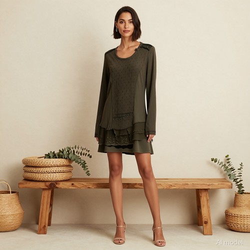Biba boho lagenlook mini kleid - lagenlook,