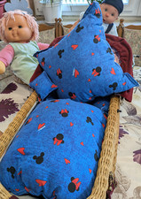 Disney Herzen Micky & Minnie -6-tlg.-Kissen Set-Puppenbett Puppenwagen Garnitur 