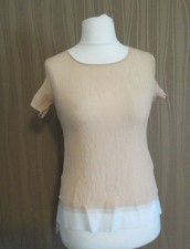 180 612 COS Bluse Gr.34 sand weiß CrashOptik Blusenshirt Kurzarm Baumwolle Seide