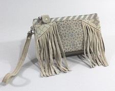 Geldbörse Portemonnaie Leder Börse Coat sand Fransen Fringe Wallet on Chain