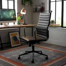 Bürostuhl Kunstleder schwarz 150kg belastbar Drehstuhl design Chefsessel modern