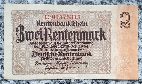 Deutsches reich rentenbanknote - reich,