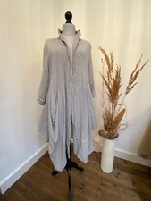 Obsession Lagenlook Ballon-Mantel Überwurf Leinen-BW-Mix Überwurf 44/46/48 grau