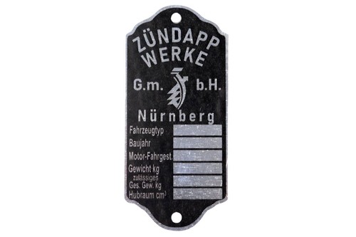 Typenschild für zündapp - für,