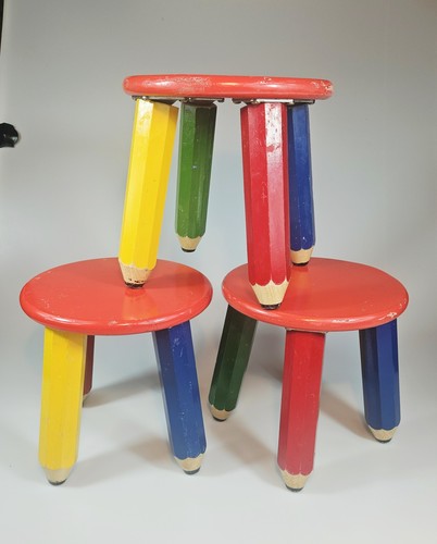 Vintage kinderhocker stift - 3x,