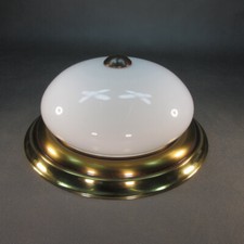 Art Deco Stil Deckenlampe Weisses Opalglas Flache Vintage Messing Deckenlampe