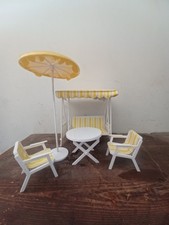 Gartenmöbel Barbie, Hollywoodschaukel,  Sitzgruppe, Vintage , Sonnenschirm