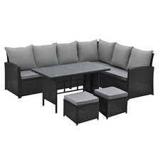 SVITA Monroe Garten-Lounge Set Polyrattan Lounge-Möbel Sitzgruppe Garten Schwarz