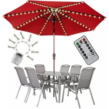 104-LED Lichterkette Für Sonnenschirm Beleuchtung Garten Ampelschirm Schirmkette