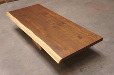 Tischplatte Massivholzplatte Räuchereiche Farblos geölt Baumkante 1-seitig 40mm