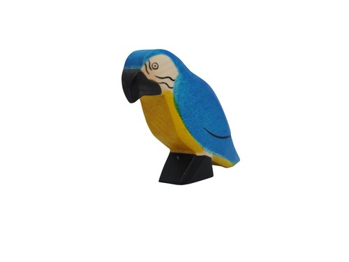 Holzfigur papagei blau - holzfigur,