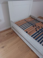 Jugendbett mit Gästebettfunktion/Stauraum und Kommode in weiß/grau 1,00m x 2,00m