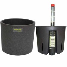 Set3 Keramik Hydro Blumentopf Madeira grau + Kulturtopf + Wasserstandsanzeiger