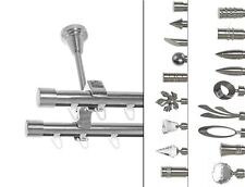 Innenlauf Gardinenstange Ø20mm Metall Edelstahloptik 2-läufig Deckenträger D61II