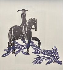 unsignierter Farbholzschnitt ," Horseman pass by " Detlef Willand, 1987, II