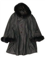 Saki Damen Leder Poncho Mantel