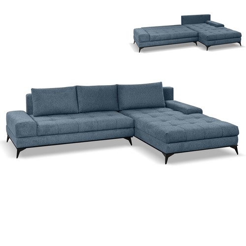 Ecksofa blau liegefunktion - -,