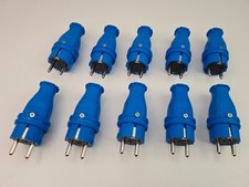 10 x Schuko Stecker Gummi Blau