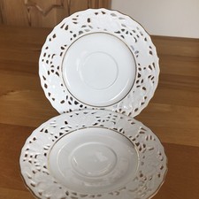 Alt Mitterteich Durchbruch Unterteller Porzellan Gold Weiß
