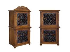 Vitrine Vitrinenschrank Remix Antik Gründerzeit bunte Bleiverglasung (11267)