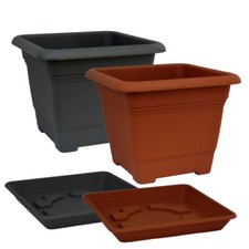 Pflanzkübel / Untersetzer eckig Kunststoff verschiedene Größen/Farben