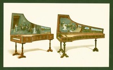 Lithographie anno 1892 - historische Musikinstrumente - ital. Cembalo Clavesin 