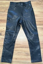 Vintage Echtes Leder schwarze Lederhose 26x27