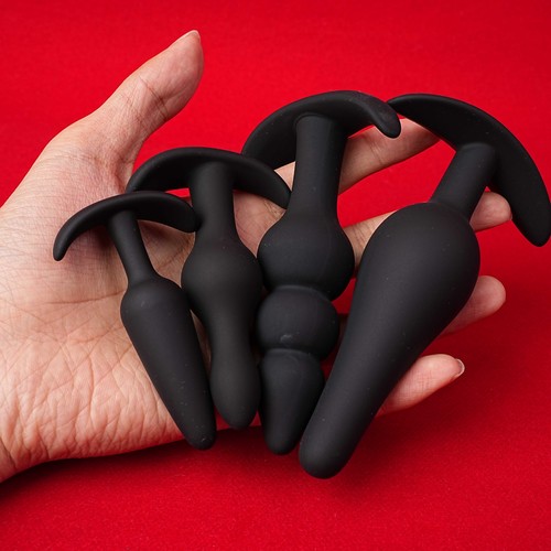 4pcs schwarzes silikon anal - schwarzes,