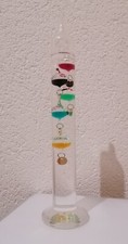 Galileothermometer, Glas, 18 - 26 °C 5 verschiedfarb. Kugeln,  H18cm, Topzustand