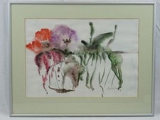 (H377) Aquarell "Blumen" Künstler: unleserlich signiert 