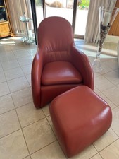 Designer LederSessel mit Fußhocker Auch Ruhe Sessel In Gepflegten Zustand