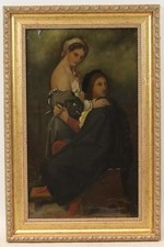 "Raffael & die Bäckerstochter" Ölgemälde usnginiert 19.Jhd (BM1124)