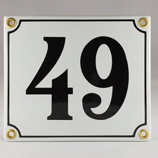 Emaille Hausnummer 49 Weiß