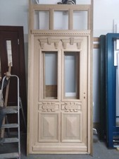 Historische Gründerzeit Landhaus Haustür mit Oberlicht Massiv Holz Eiche  NEU