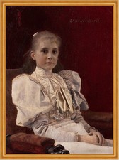 Sitzendes junges Mädchen 1894 Jugendstil Seidenkleid Gustav Klimt Kunst A1 100