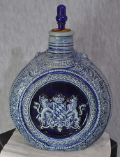 SEHR GROßE, ALTE SCHNUPFTABAK KERMAIK FLASCHE - GEBR. BERNARD REGENSBURG