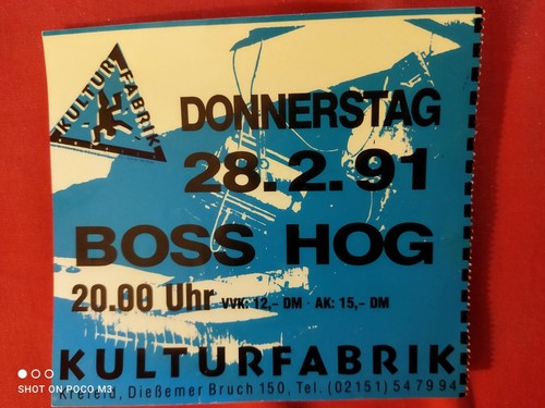 Boss hog gig ticket 1991 - hog,