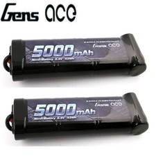 2X Gens Ace 5000mAh 8.4V 7-Cell NiMH Flat Battery Mit T Stecker Für RC Auto LKW