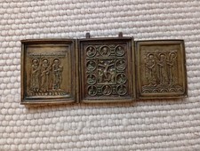 Tryptik Buchform russische Metallikone 18-19.s Jh. Reise-Ikone 