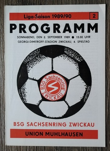 Programm ddr liga 1989 bsg - 1989/90,