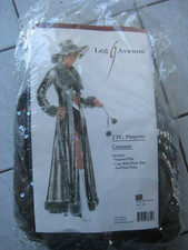 SEXY! Fasching Karneval MOD PIMPETTE Mantel Hut LEG AVENUE silber Pailletten M