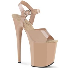 FLAMINGO-808N Pleaser High-Heels Sandaletten creme elastische Riemchen günstig