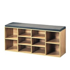 Garderobenbank mit 10 Fächern inkl. Sitzkissen Sonoma Schuhregal Sitzbank HTI-Li